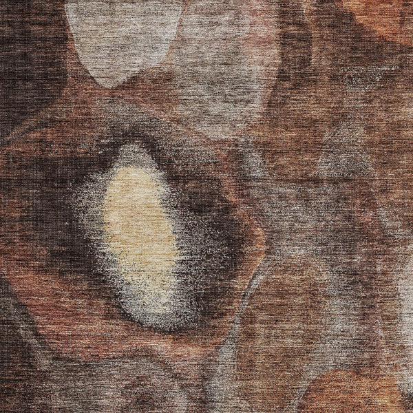 Homeroots 3' Cozy Coffee Copper And Beige Abstract Washable Area Rug For Indoor And Outdoor Spaces 8' X 10' Polyester 605834