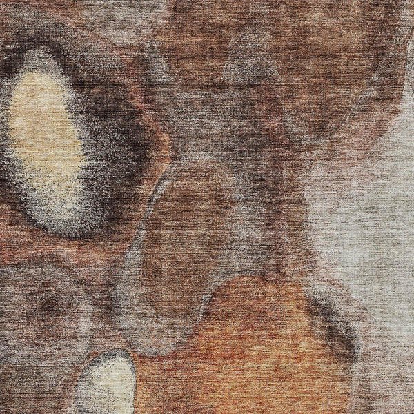 Homeroots 3' Cozy Coffee Copper And Beige Abstract Washable Area Rug For Indoor And Outdoor Spaces 9' X 12' Polyester 605835