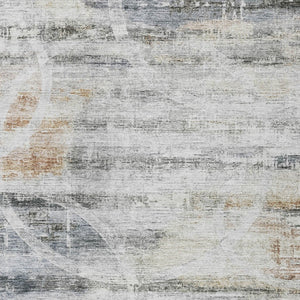 Homeroots 3' Stylish Silver Copper Ivory Geometric Washable Area Rug For Indoor And Outdoor Spaces 3' X 5' Polyester 605837