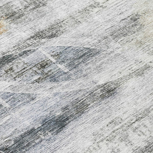 Homeroots 3' Stylish Silver Copper Ivory Geometric Washable Area Rug For Indoor And Outdoor Spaces 8' Round Polyester 605839