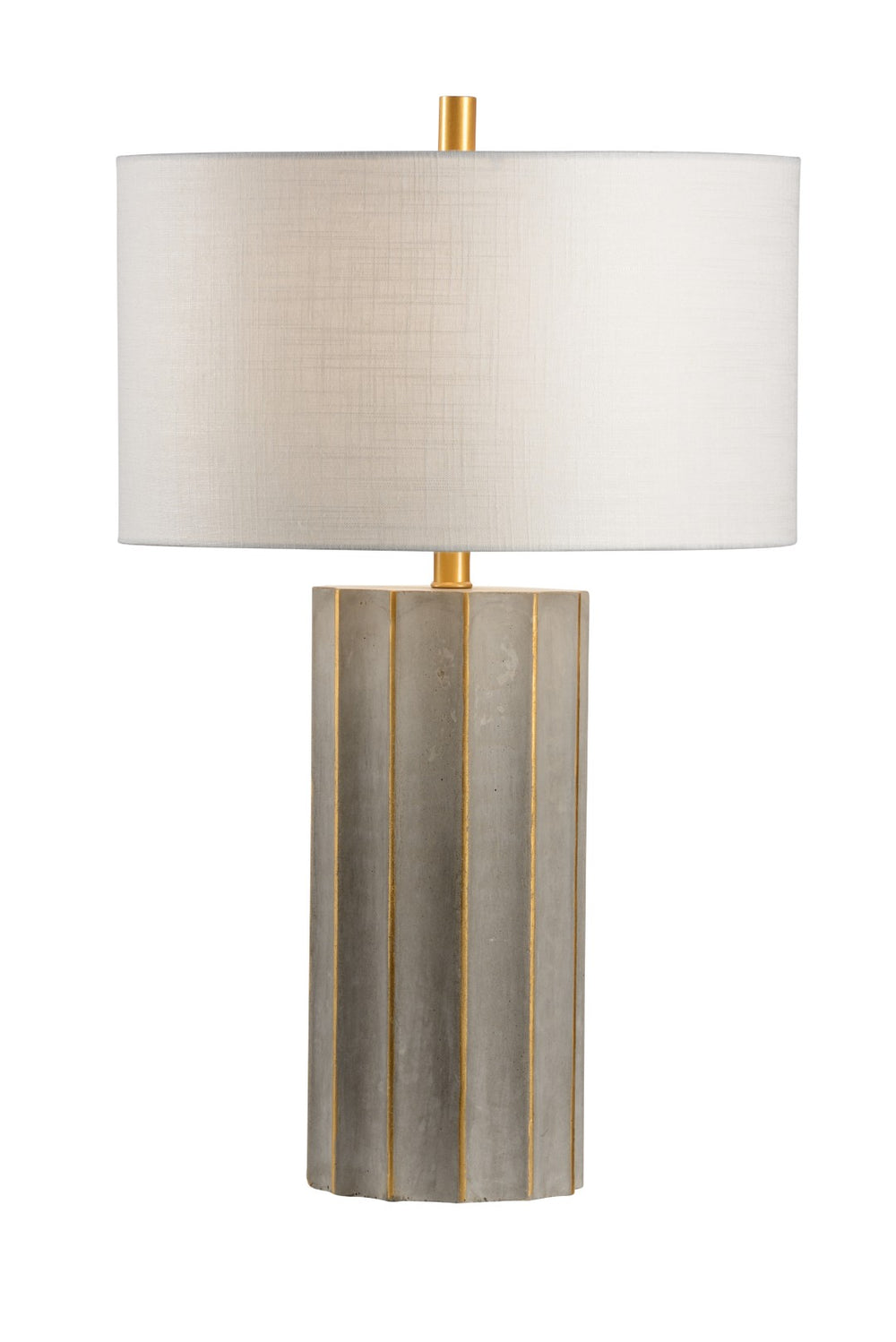 Wildwood Doric Fluted Table Lamp In Natural Concrete With Gold Leaf Accents — Sculptural, Timeless Elegance 60584