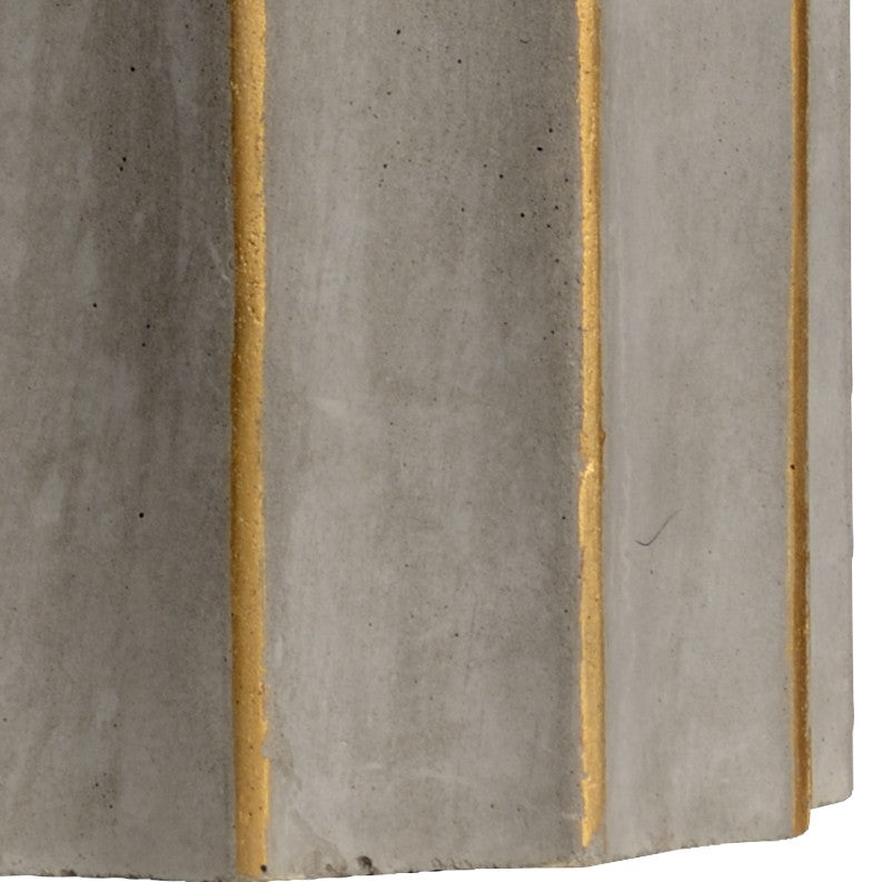 Wildwood Doric Fluted Table Lamp In Natural Concrete With Gold Leaf Accents — Sculptural, Timeless Elegance 60584