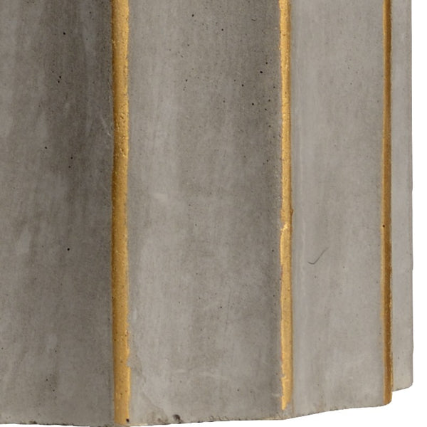 Wildwood Doric Fluted Table Lamp In Natural Concrete With Gold Leaf Accents — Sculptural, Timeless Elegance 60584