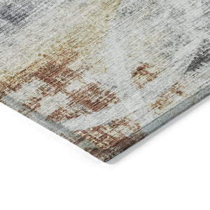 Homeroots 3' Stylish Silver Copper Ivory Geometric Washable Area Rug For Indoor And Outdoor Spaces 8' X 10' Polyester 605840