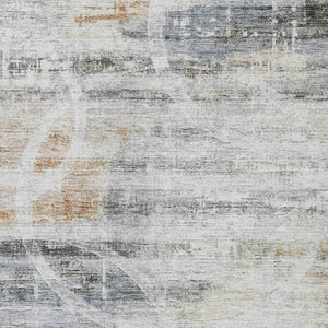 Homeroots 3' Stylish Silver Copper Ivory Geometric Washable Area Rug For Indoor And Outdoor Spaces 9' X 12' Polyester 605841