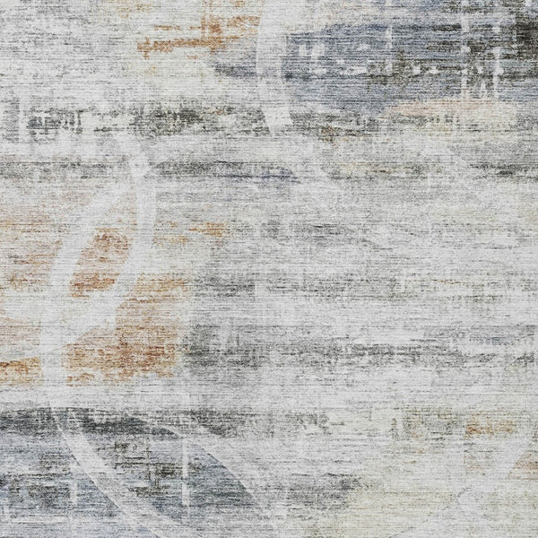 Homeroots 3' Stylish Silver Copper Ivory Geometric Washable Area Rug For Indoor And Outdoor Spaces 10' X 14' Polyester 605842