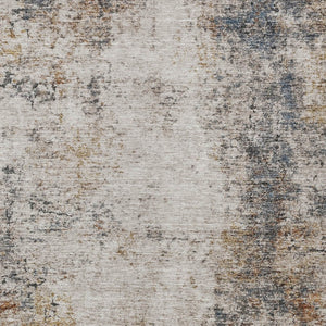 Homeroots 3' Stylish Ivory Blue And Copper Abstract Washable Area Rug For Indoor And Outdoor Spaces 3' X 5' Polyester 605843