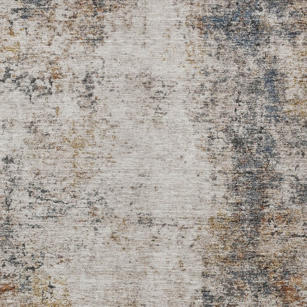 Homeroots 3' Stylish Ivory Blue And Copper Abstract Washable Area Rug For Indoor And Outdoor Spaces 3' X 5' Polyester 605843