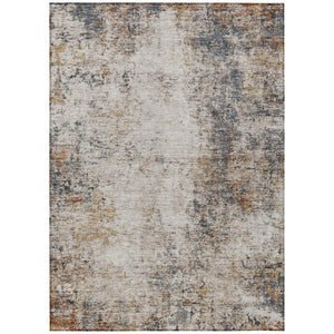 HomeRoots 5' Durable Machine-Washable Abstract Area Rug in Ivory, Blue & Copper for Indoor/Outdoor Use 5' X 8' 605844