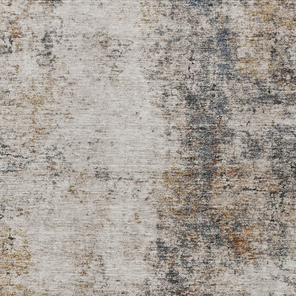 Homeroots 3' Stylish Ivory Blue And Copper Abstract Washable Area Rug For Indoor And Outdoor Spaces 5' X 8' Polyester 605844