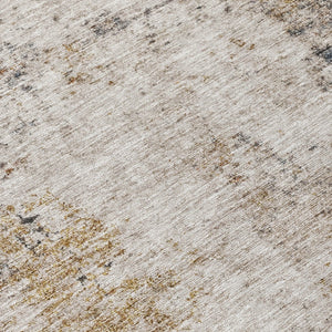 Homeroots 3' Stylish Ivory Blue And Copper Abstract Washable Area Rug For Indoor And Outdoor Spaces 8' Round Polyester 605845