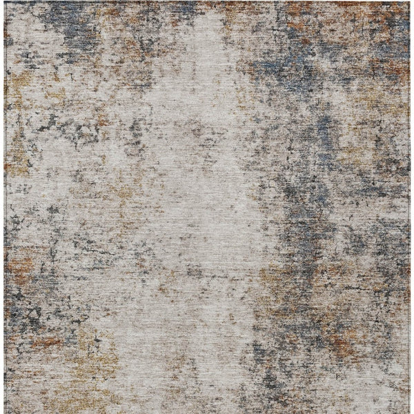 Homeroots 3' Stylish Ivory Blue And Copper Abstract Washable Area Rug For Indoor And Outdoor Spaces 8' X 10' Polyester 605846