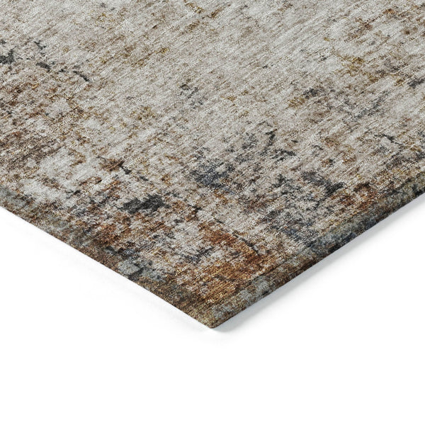 Homeroots 3' Stylish Ivory Blue And Copper Abstract Washable Area Rug For Indoor And Outdoor Spaces 9' X 12' Polyester 605847