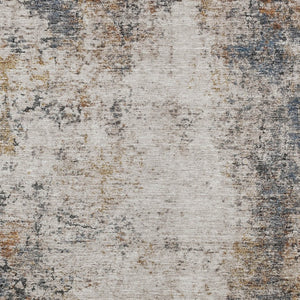 Homeroots 3' Stylish Ivory Blue And Copper Abstract Washable Area Rug For Indoor And Outdoor Spaces 9' X 12' Polyester 605847