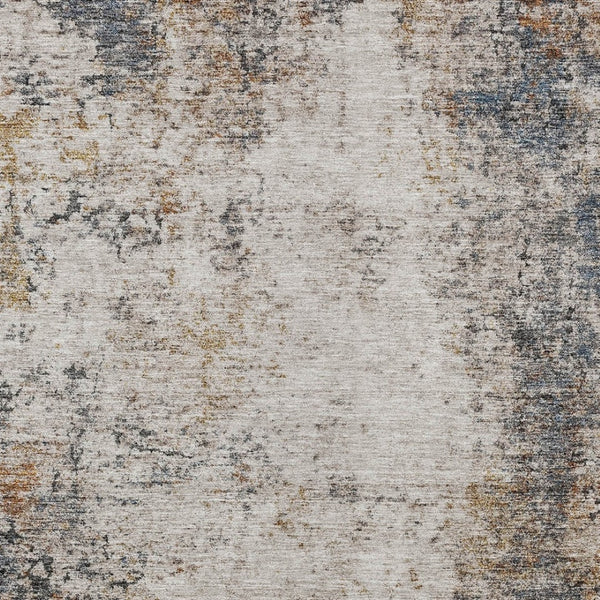 Homeroots 3' Stylish Ivory Blue And Copper Abstract Washable Area Rug For Indoor And Outdoor Spaces 9' X 12' Polyester 605847