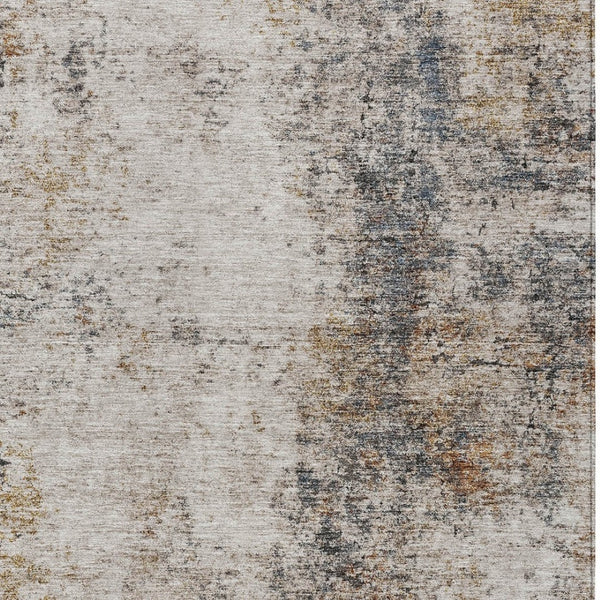 Homeroots 3' Stylish Ivory Blue And Copper Abstract Washable Area Rug For Indoor And Outdoor Spaces 10' X 14' Polyester 605848