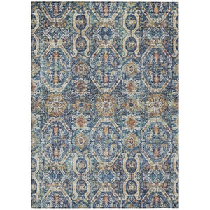 HomeRoots 5' Durable Denim Blue Floral Area Rug - Washable Indoor/Outdoor Design for Stylish Spaces 8' X 10' 605852