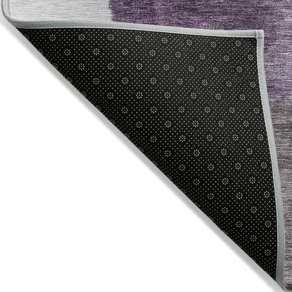 Homeroots 3' Artistic Eggplant Black And Lavender Geometric Washable Rug For Indoor Or Outdoor Spaces 3' X 5' Polyester 605855