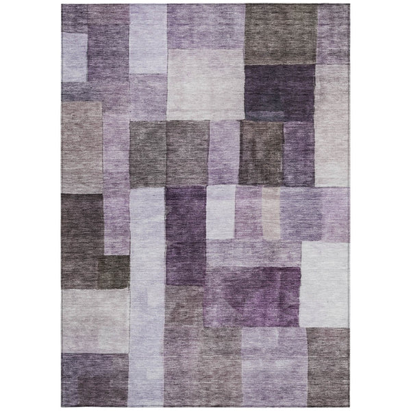 Homeroots 3' Artistic Eggplant Black And Lavender Geometric Washable Rug For Indoor Or Outdoor Spaces 5' X 8' Polyester 605856