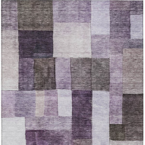 Homeroots 3' Artistic Eggplant Black And Lavender Geometric Washable Rug For Indoor Or Outdoor Spaces 8' X 10' Polyester 605858