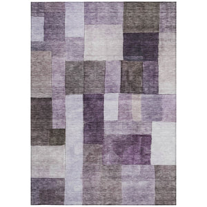 Homeroots 3' Artistic Eggplant Black And Lavender Geometric Washable Rug For Indoor Or Outdoor Spaces 9' X 12' Polyester 605859