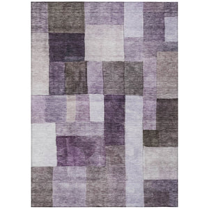 HomeRoots 9' X 12' Eggplant, Black & Lavender Geometric Indoor-Outdoor Area Rug - Durable, Washable & Chic! 605859