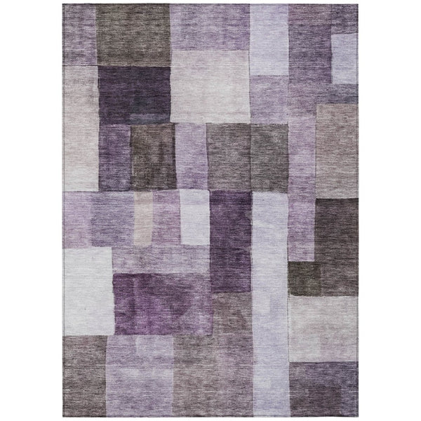 HomeRoots 9' X 12' Eggplant, Black & Lavender Geometric Indoor-Outdoor Area Rug - Durable, Washable & Chic! 605859