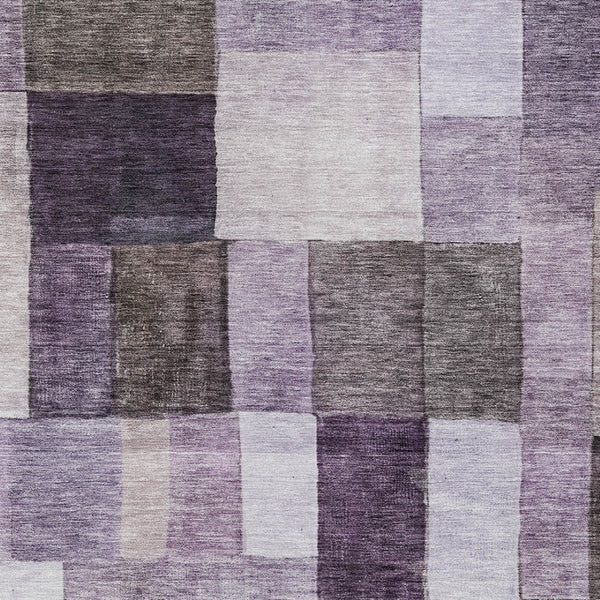 Homeroots 3' Artistic Eggplant Black And Lavender Geometric Washable Rug For Indoor Or Outdoor Spaces 9' X 12' Polyester 605859