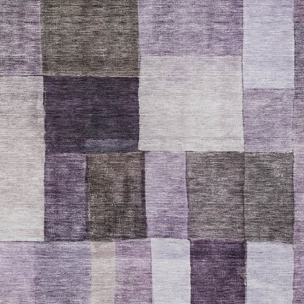 Homeroots 3' Artistic Eggplant Black And Lavender Geometric Washable Rug For Indoor Or Outdoor Spaces 10' X 14' Polyester 605860