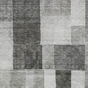 Homeroots 3' Artistic Eggplant Black And Lavender Geometric Washable Rug For Indoor Or Outdoor Spaces 5' X 8' Polyester 605862