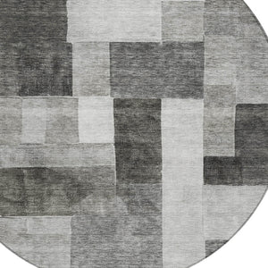 Homeroots 3' Artistic Eggplant Black And Lavender Geometric Washable Rug For Indoor Or Outdoor Spaces 8' Round Polyester 605863
