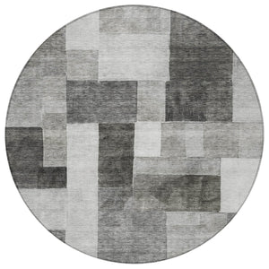 Homeroots 3' Artistic Eggplant Black And Lavender Geometric Washable Rug For Indoor Or Outdoor Spaces 8' Round Polyester 605863