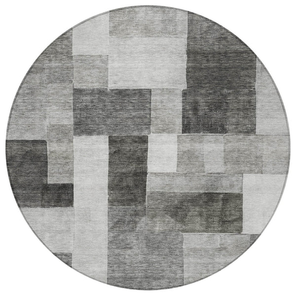 Homeroots 3' Artistic Eggplant Black And Lavender Geometric Washable Rug For Indoor Or Outdoor Spaces 8' Round Polyester 605863