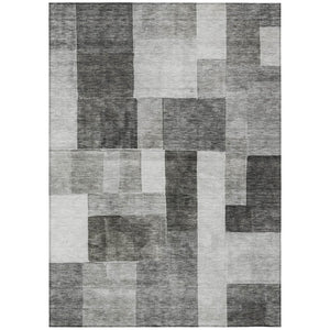 HomeRoots 5' Modern Pewter and Black Geometric Area Rug - Washable, Durable Indoor/Outdoor Accent for Home 8' X 10' 605864