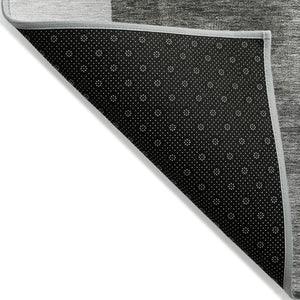 HomeRoots 5' Modern Pewter and Black Geometric Area Rug - Washable, Durable Indoor/Outdoor Accent for Home 8' X 10' 605864