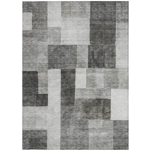 HomeRoots 5' Modern Pewter and Black Geometric Area Rug - Washable, Durable Indoor/Outdoor Accent for Home 8' X 10' 605864