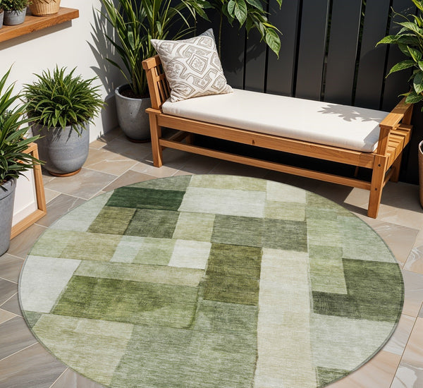 Homeroots 3' Artistic Eggplant Black And Lavender Geometric Washable Rug For Indoor Or Outdoor Spaces 8' Round Polyester 605869