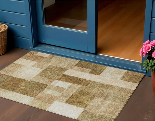 Homeroots 3' Artistic Eggplant Black And Lavender Geometric Washable Rug For Indoor Or Outdoor Spaces 3' X 5' Polyester 605873