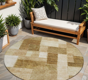 Homeroots 3' Artistic Eggplant Black And Lavender Geometric Washable Rug For Indoor Or Outdoor Spaces 8' Round Polyester 605875