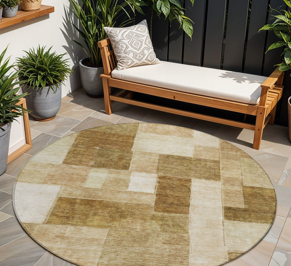 Homeroots 3' Artistic Eggplant Black And Lavender Geometric Washable Rug For Indoor Or Outdoor Spaces 8' Round Polyester 605875