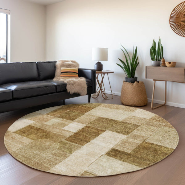 Homeroots 3' Artistic Eggplant Black And Lavender Geometric Washable Rug For Indoor Or Outdoor Spaces 8' Round Polyester 605875