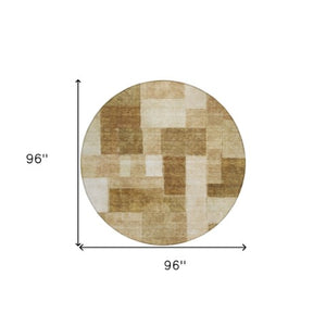 Homeroots 3' Artistic Eggplant Black And Lavender Geometric Washable Rug For Indoor Or Outdoor Spaces 8' Round Polyester 605875