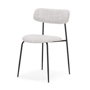 HomeRoots Gray Modern Upholstered Fabric Dining Side Chair with Open Back & Black Metal Legs for Versatile Use 605879