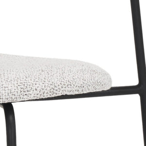 HomeRoots Gray Modern Upholstered Fabric Dining Side Chair with Open Back & Black Metal Legs for Versatile Use 605879