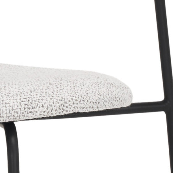 HomeRoots Gray Modern Upholstered Fabric Dining Side Chair with Open Back & Black Metal Legs for Versatile Use 605879