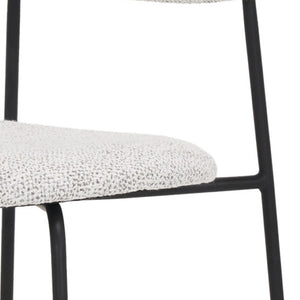 HomeRoots Gray Modern Upholstered Fabric Dining Side Chair with Open Back & Black Metal Legs for Versatile Use 605879