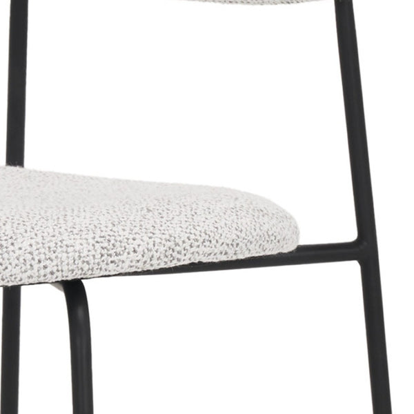 HomeRoots Gray Modern Upholstered Fabric Dining Side Chair with Open Back & Black Metal Legs for Versatile Use 605879