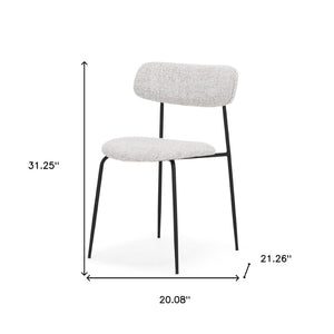 HomeRoots Gray Modern Upholstered Fabric Dining Side Chair with Open Back & Black Metal Legs for Versatile Use 605879