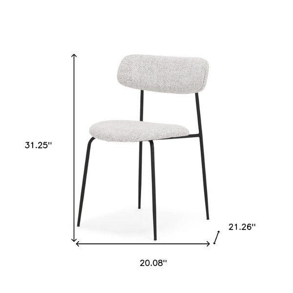 HomeRoots Gray Modern Upholstered Fabric Dining Side Chair with Open Back & Black Metal Legs for Versatile Use 605879
