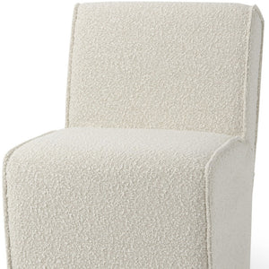 HomeRoots Cream Boucle Dining Side Chair with Wheels - Stylish, Comfortable, and Versatile for Any Space! 605880